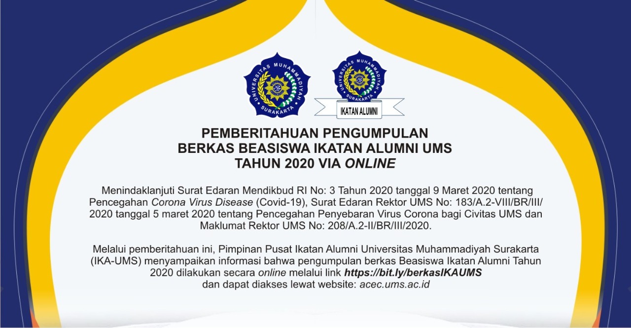 Pemberitahuan Pengumpulan Berkas Beasiswa IKA UMS 2020 via Online