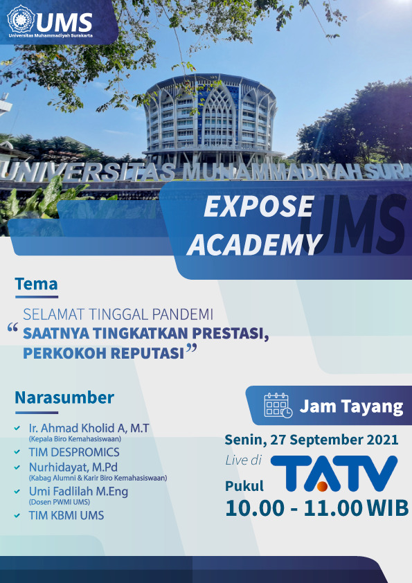 Biro Kemahasiswaan Melaksanakan Kegiatan Rutin Expose Academy UMS Live TATV