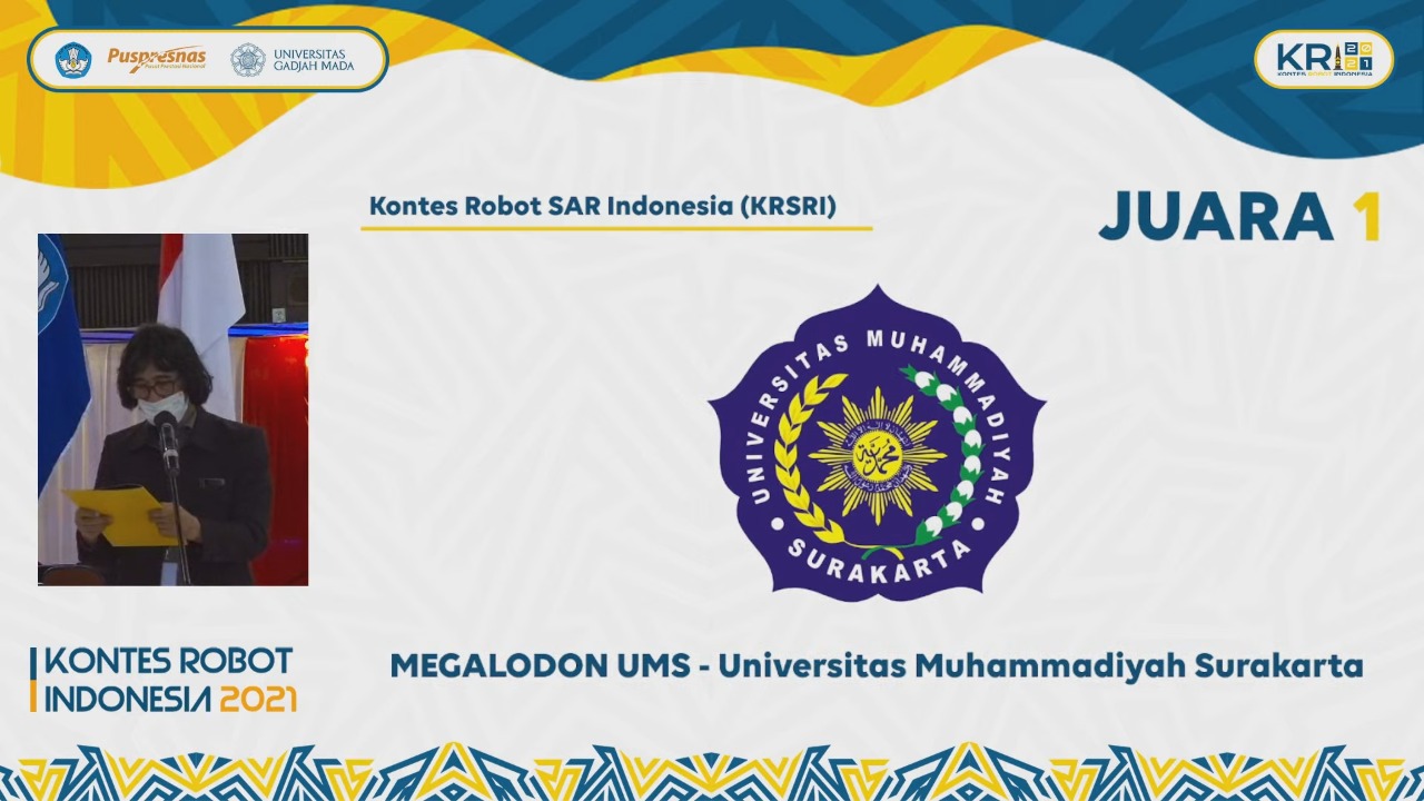 TIM ROBOT MEGALODON UMS RAIH JUARA 1 DAN SEBAGAI TIM DENGAN STRATEGI ALGORITMA TERBAIK