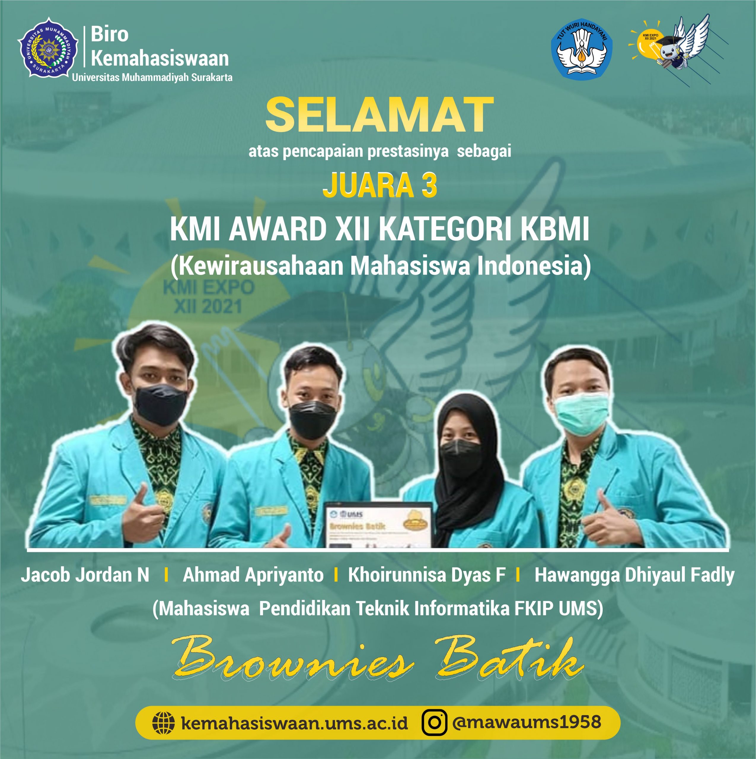 Mahasiswa UMS Raih Juara Nasional Expo KMI Award XII Tahun 2021