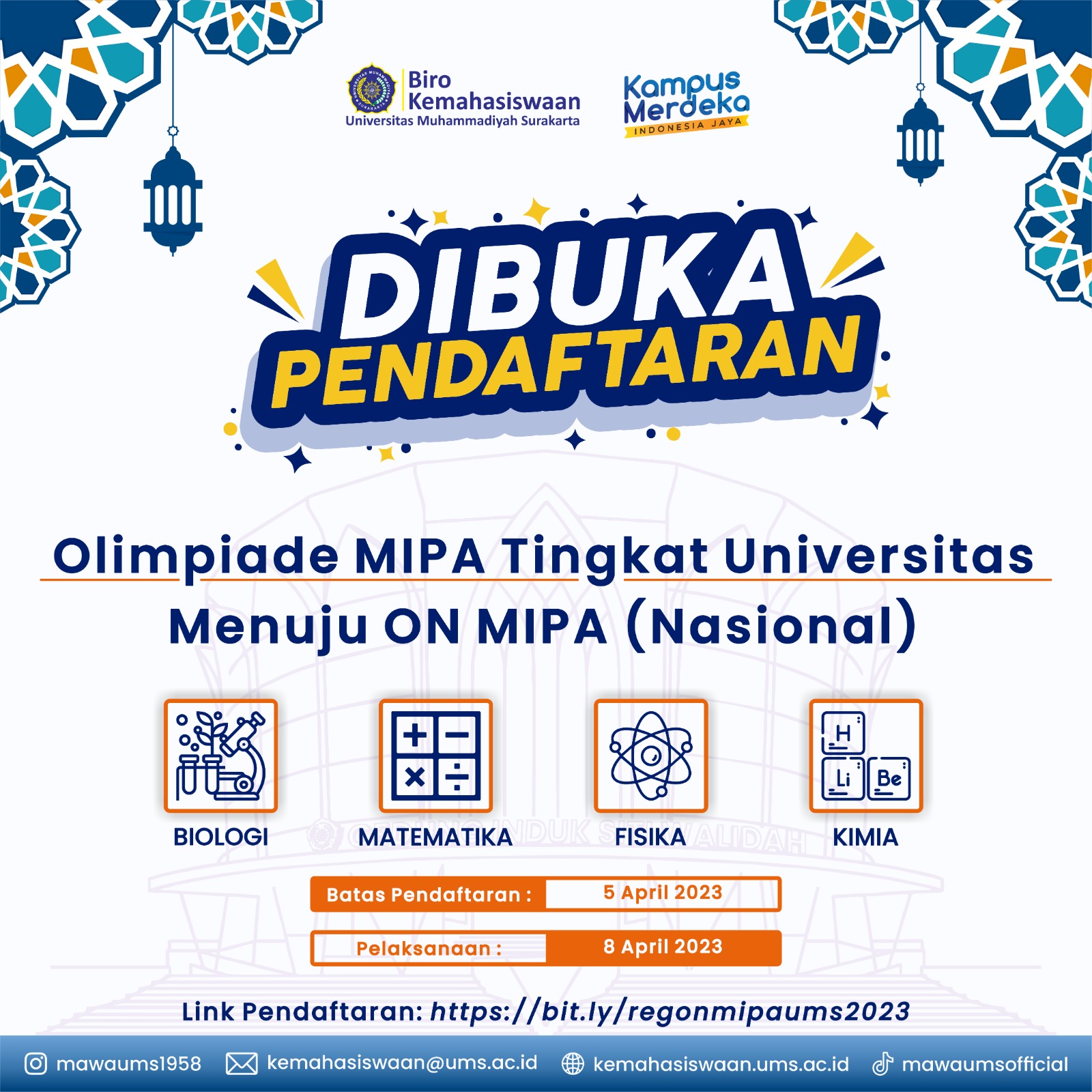 Dibuka Pendaftaran Olimpiade MIPA Tingkat Universitas