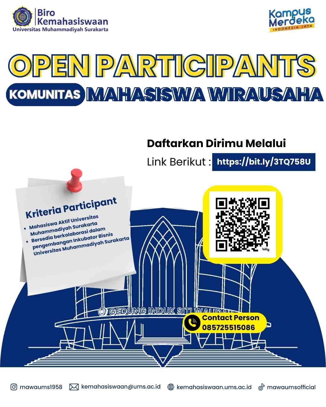 Open Participant Komunitas Mahasiswa Wirausaha UMS