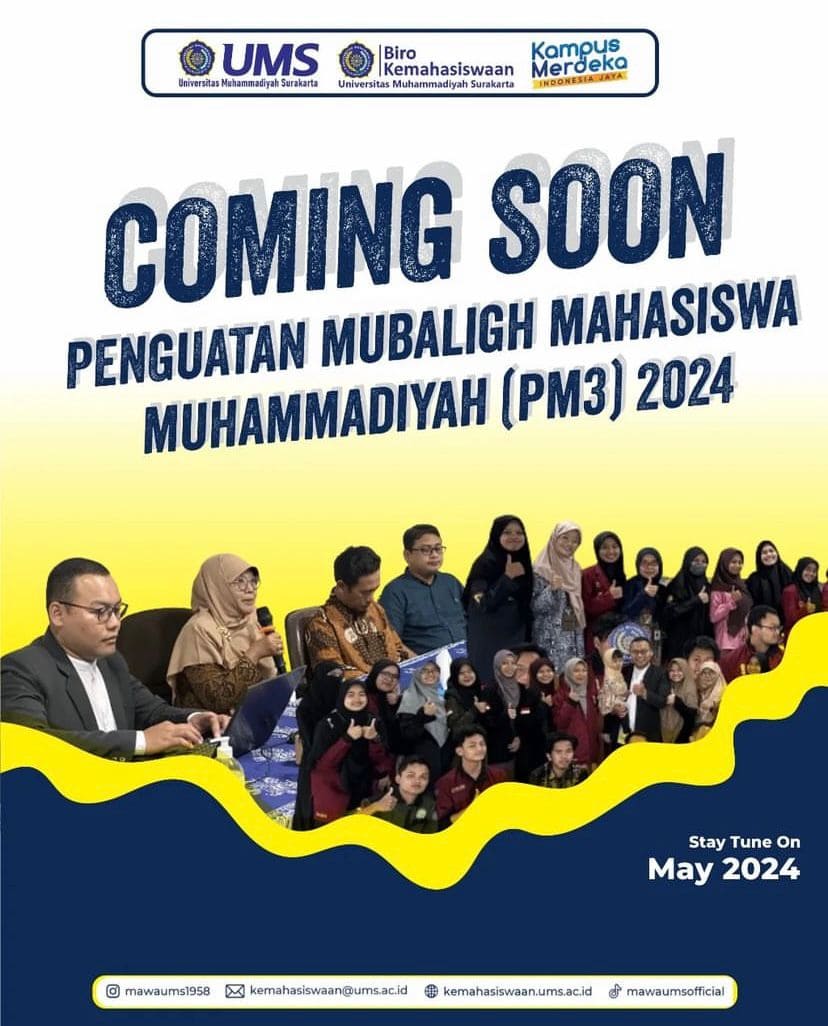 Coming Soon Penguatan Mubaligh Mahasiswa Muhammadiyah (PM3) 2024
