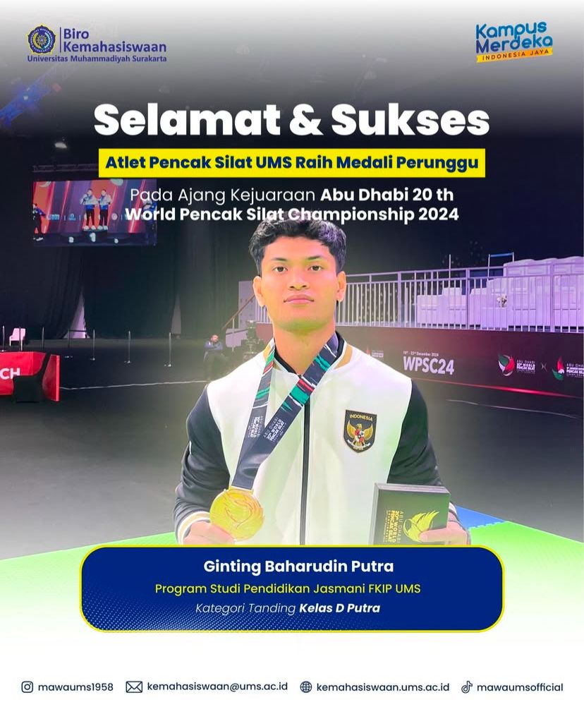 Atlet Pencak Silat UMS Raih Medali Perunggu pada Ajang KejuaraanAbu Dhabi 20th World Pencak Silat Championship 2024
