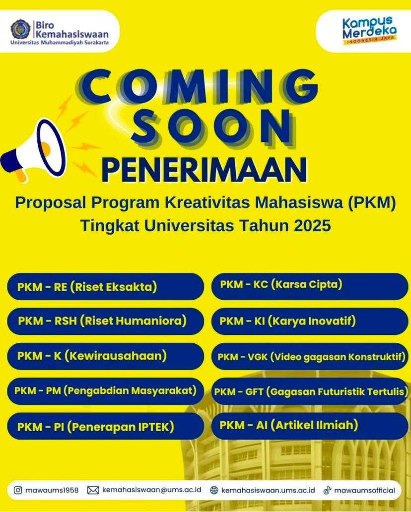 Coming Soon Penerimaan Proposal PKM 2025