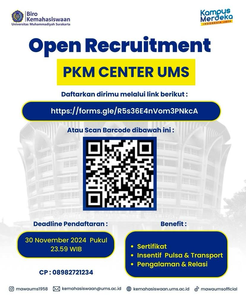 Open Recruitment PKM CENTER UMS
