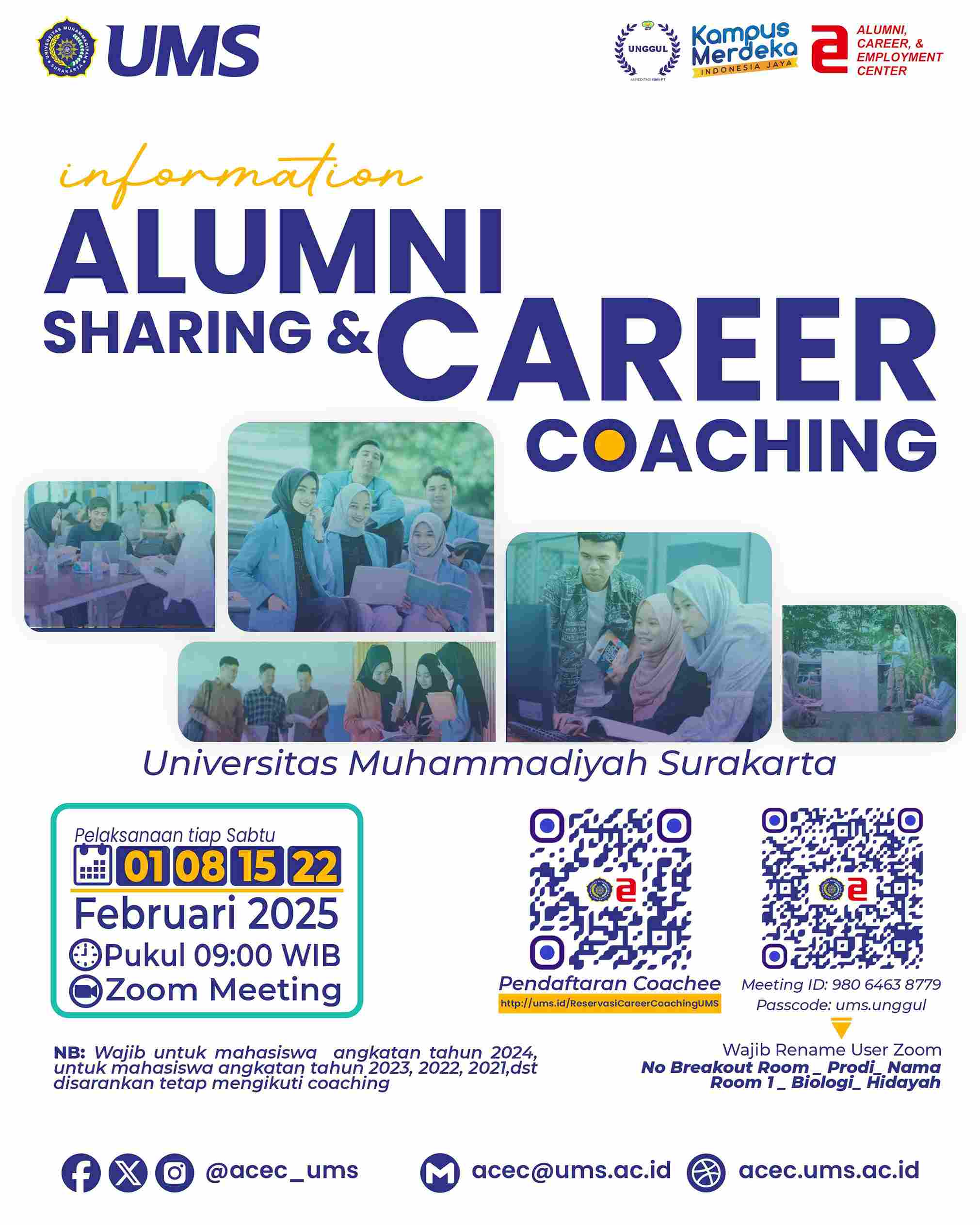 UMS Gelar Alumni Sharing and Career Coaching secara Series sebagai Wadah Pengenalan Mahasiswa untuk Mempersiapkan Karir