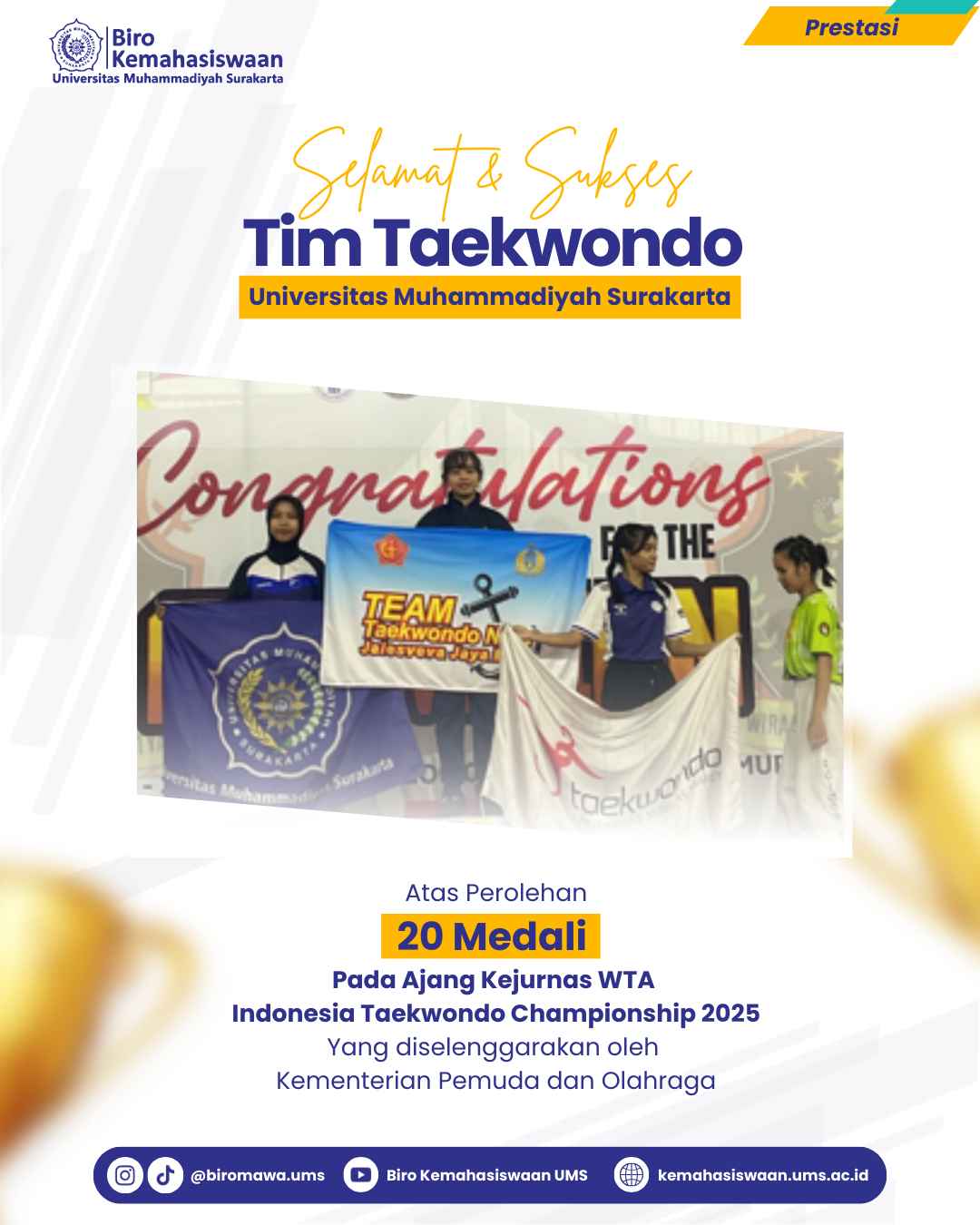UMS Raih 20 Medali di Kejurnas WTA Indonesia Taekwondo Championship 2025